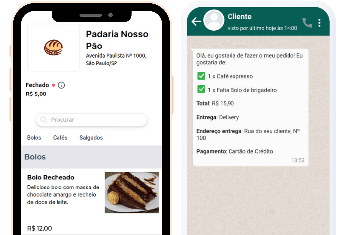 Exemplo de um cardápio digital